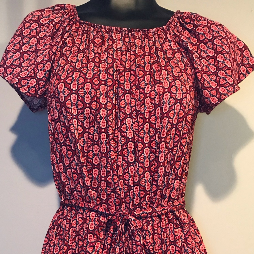 Brand New Maroon With Flower Patterned Dress